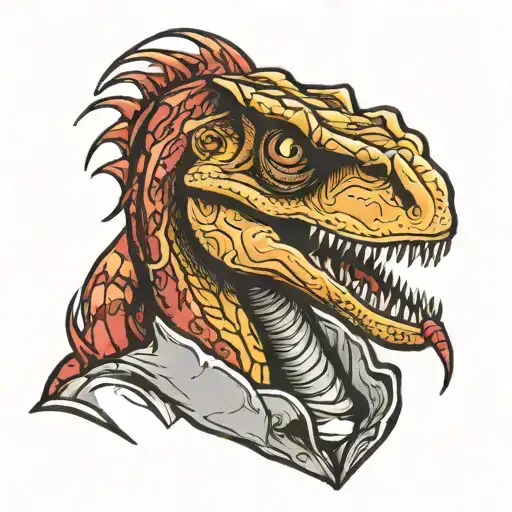 velociraptor wearing lipstick tattoo design idea