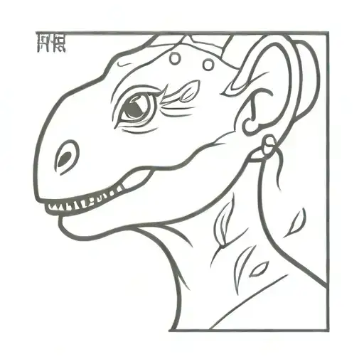 pretty dinosaur wearing earrings tattoo design idea