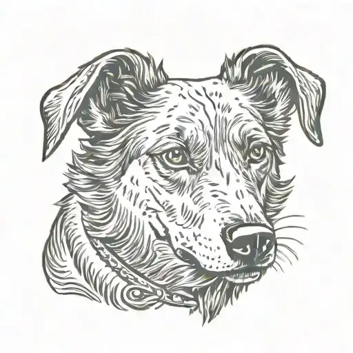 cameo dog portrait tattoo design idea