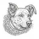 cameo dog portrait tattoo design idea