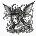 fairy with horns tattoo design idea