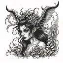 fairy with horns tattoo design idea