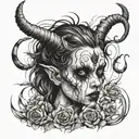 fairy with horns tattoo design idea