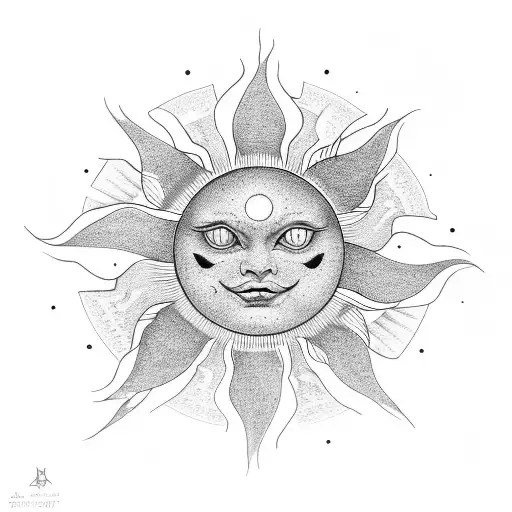 A sun with 13 points, with the word "Sonne"  tattoo design idea