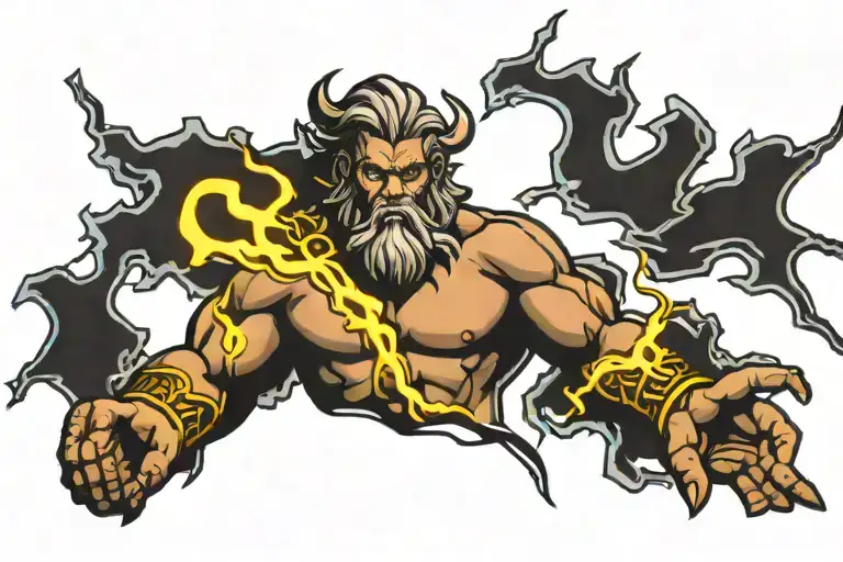 zeus god with lightning tattoo design idea