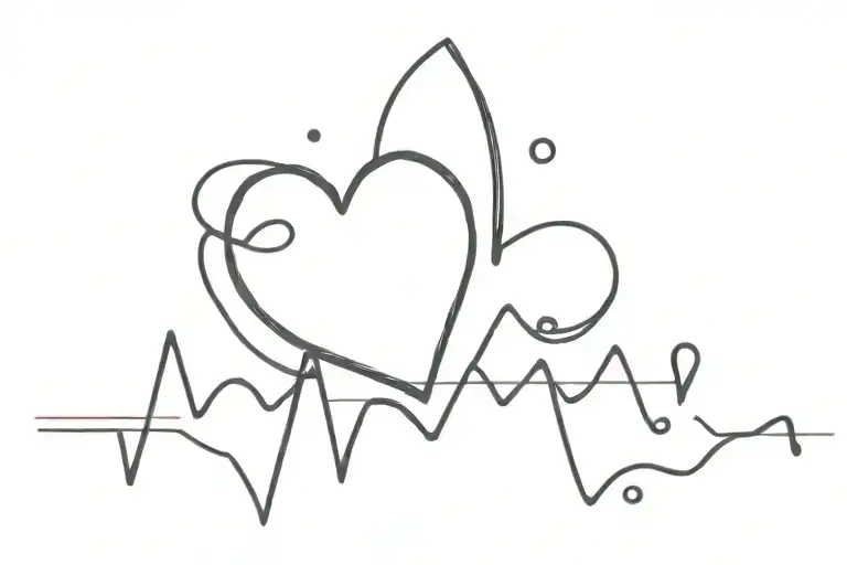 Mellina with heart and heartbeat line going tattoo design idea
