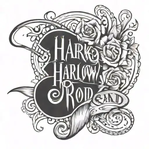 lettering Back Harlow Road   tattoo design idea
