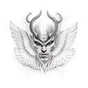 half devil half angel with wings tattoo design idea