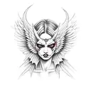 half devil half angel with wings tattoo design idea