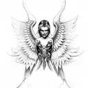 half devil half angel with wings tattoo design idea