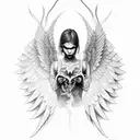 half devil half angel with wings tattoo design idea