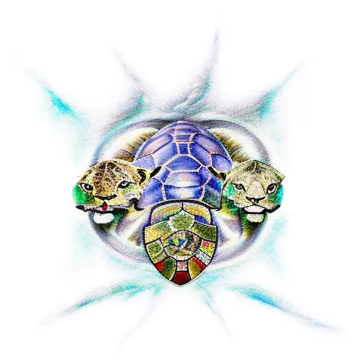Vigitant Turtle and Lions courage tattoo design idea