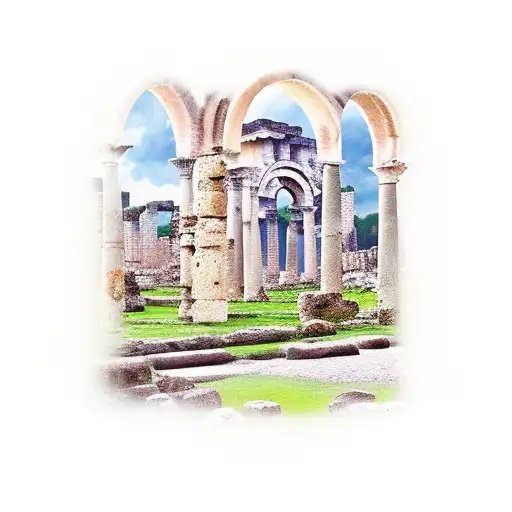 Ancient Roman ruins in Xanten tattoo design idea