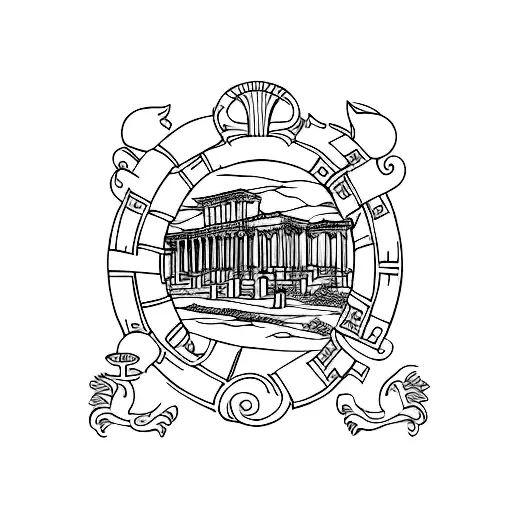 Ancient Roman ruins in Xanten tattoo design idea