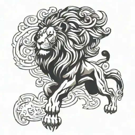 Create a tattoo design that blends the elegance of a lion with the intensity of kickboxing elements tattoo design idea