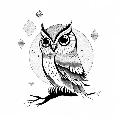 tree adn phoenix bird galaxy planets owl tattoo design idea