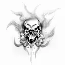 demon skull with smoke tattoo design idea