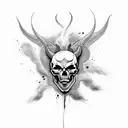 demon skull with smoke tattoo design idea