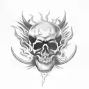 demon skull with smoke tattoo design idea