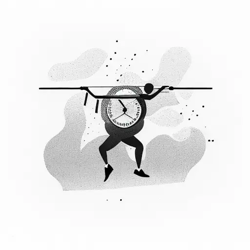 A minimalist tattoo of a runner surrounded by a wallpaper pattern tattoo design idea