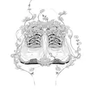 A running shoe entangled with blooming vines tattoo design idea