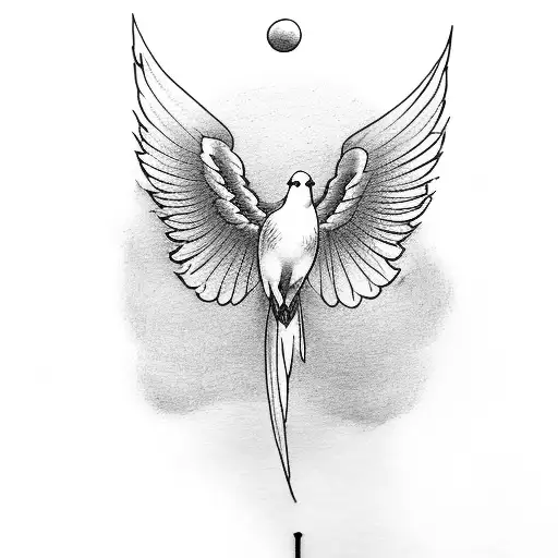 I want an image of a dove representing my father's death, and an oak tree in the background with his date of birth write tattoo design idea