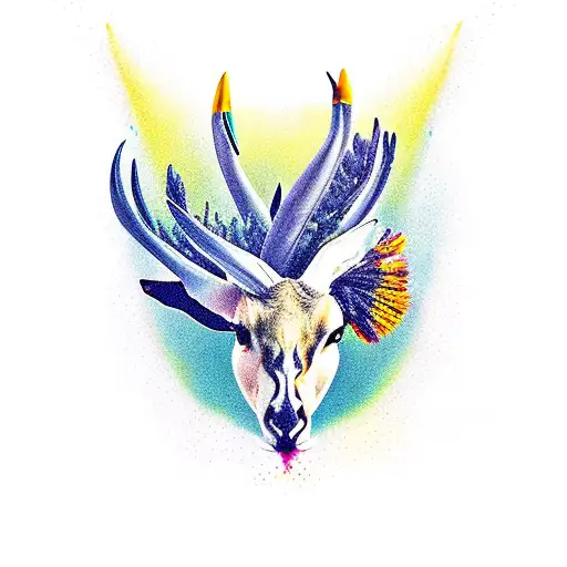 the Springbok and Blue Crane and the Galjeon with  the King Protea tattoo design idea