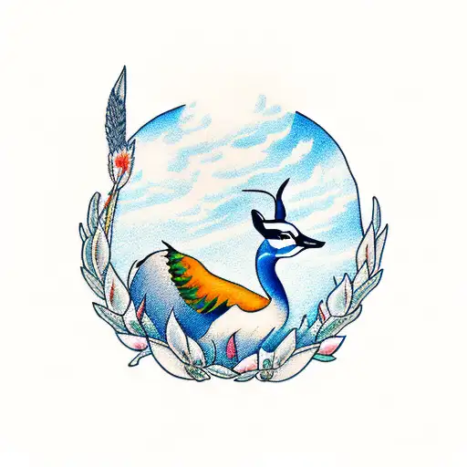 the Springbok with  the Blue Crane with the Galjeon with  the King Protea tattoo design idea