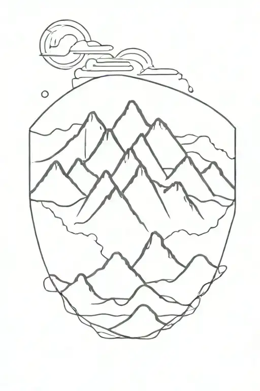 ocean and mountain range tattoo design idea