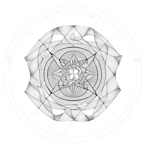 mushroom in a circular geomtric pattern  tattoo design idea