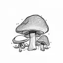 mushroom in a circular geomtric pattern  tattoo design idea