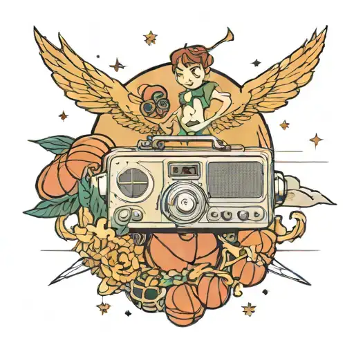 kelt cross, peter pan with radio on shoulder, basketball, 4.11.2021,  19.6.2021, two dices number 2 and 3 tattoo design idea