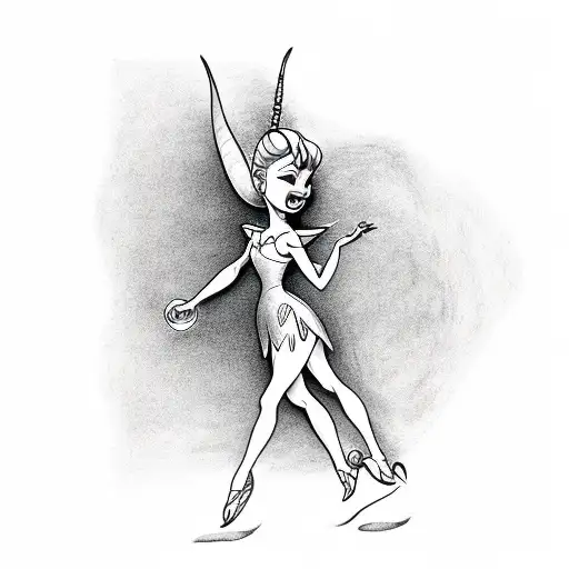 tinkerbell drinking  tattoo design idea