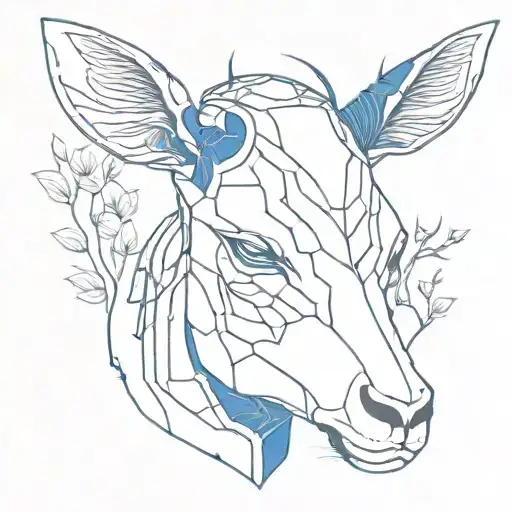 impala cyborg face front view blue details nature tattoo design idea