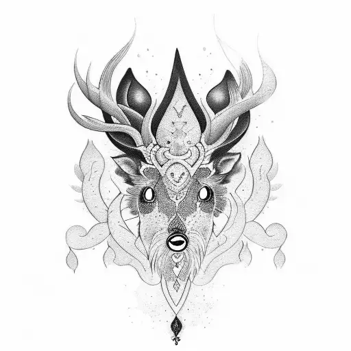 cerf avec prénom Jade Lilly Swan tattoo design idea