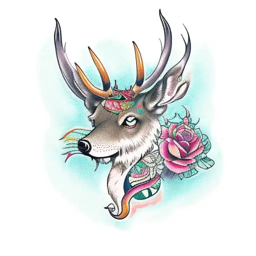cerf avec prénom Jade Lilly Swan tattoo design idea