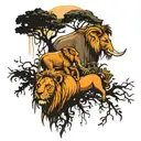 elephants lions trees maybe giraffe tattoo design idea