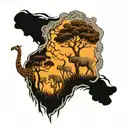 elephants lions trees maybe giraffe tattoo design idea