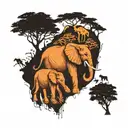 elephants lions trees maybe giraffe tattoo design idea