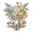 elephants lions trees giraffe tattoo design idea