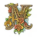 Letter, T, J, M, E tattoo design idea