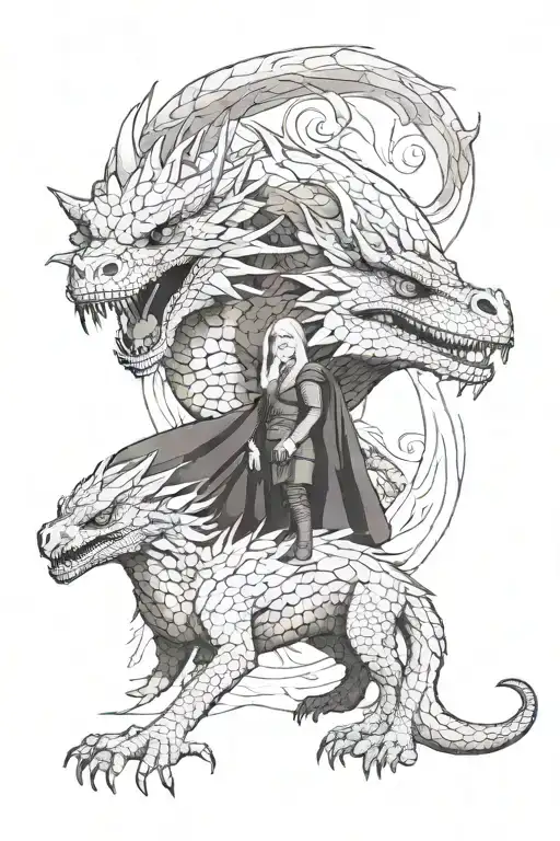 danaerys targaryen and drogon tattoo design idea