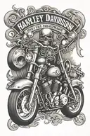 Harley davidson motorcycles, guns, brass knuckles, outlaw, skulls, script  tattoo design idea