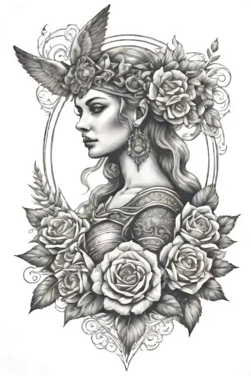 athena thigh tattoo, aphrodite goddess,  mandela  tattoo design idea