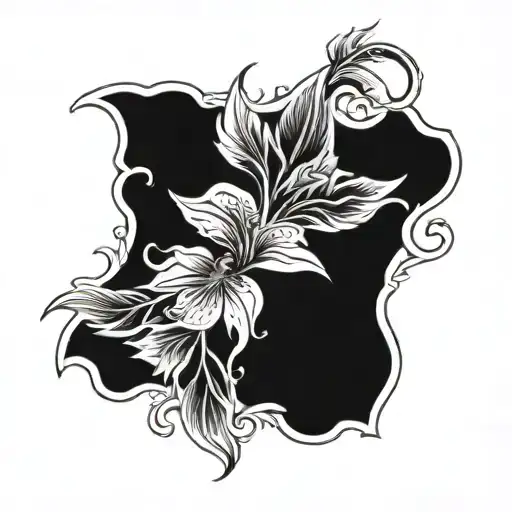 ornamental flower flash in trace tattoo design idea