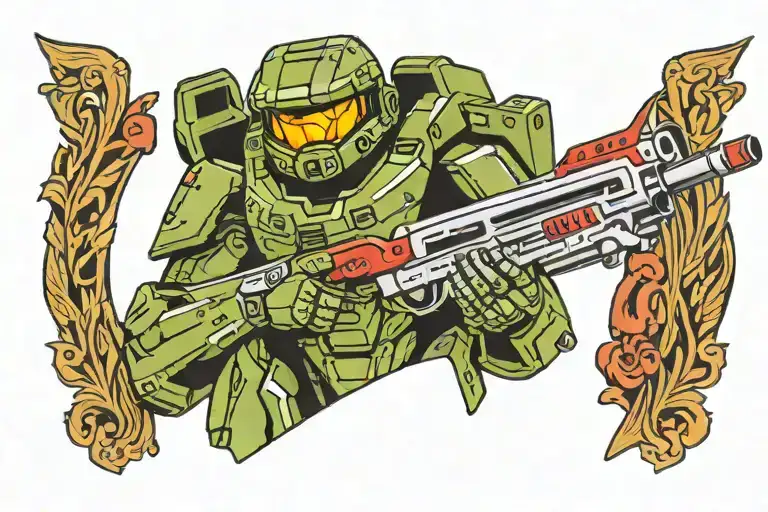 halo master chief tattoo design idea