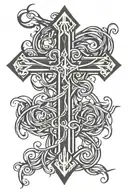 cross with roots tattoo design idea