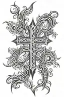 cross with roots tattoo design idea