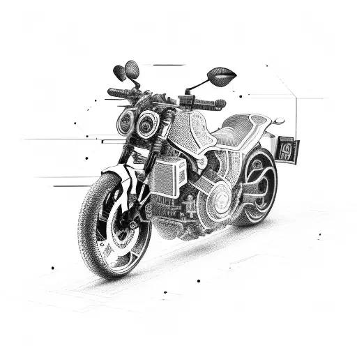 A binary code pattern forming the shape of a motorcycle tattoo design idea