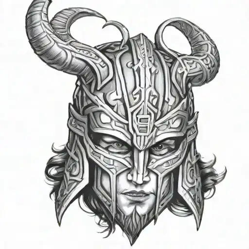 Loki helmet tattoo design idea